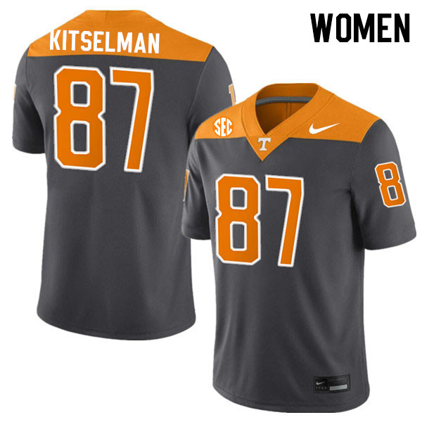 Women #87 Miles Kitselman Tennessee Volunteers College Football Jerseys Stitched-Anthracite